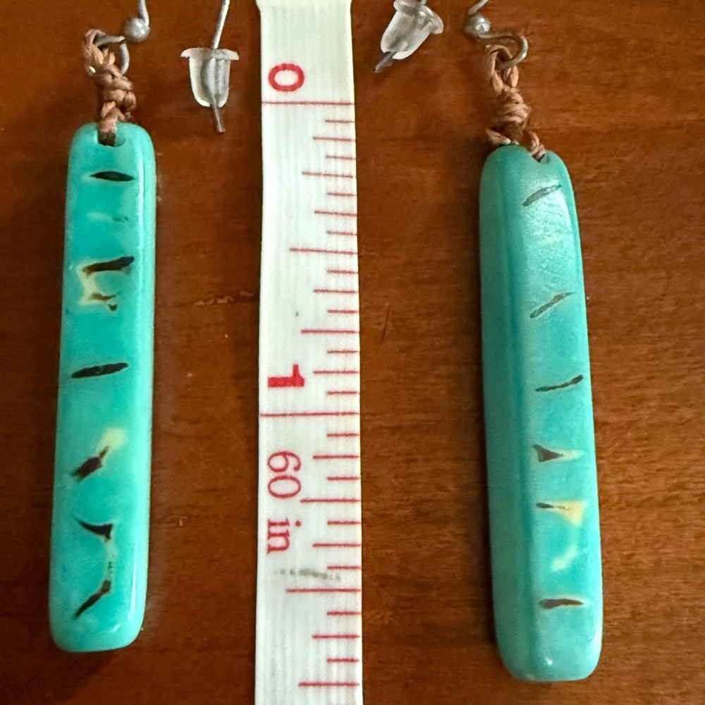 Blue Howlite Bar Dangle Earrings